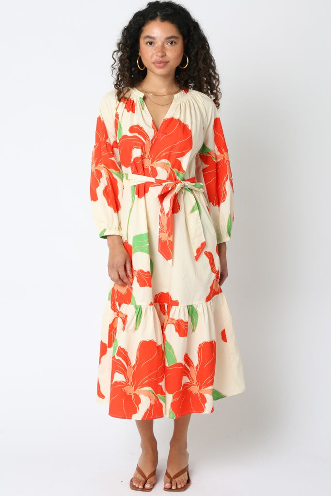 Kylie Floral Midi Dress Clothing Peacocks & Pearls Lexington