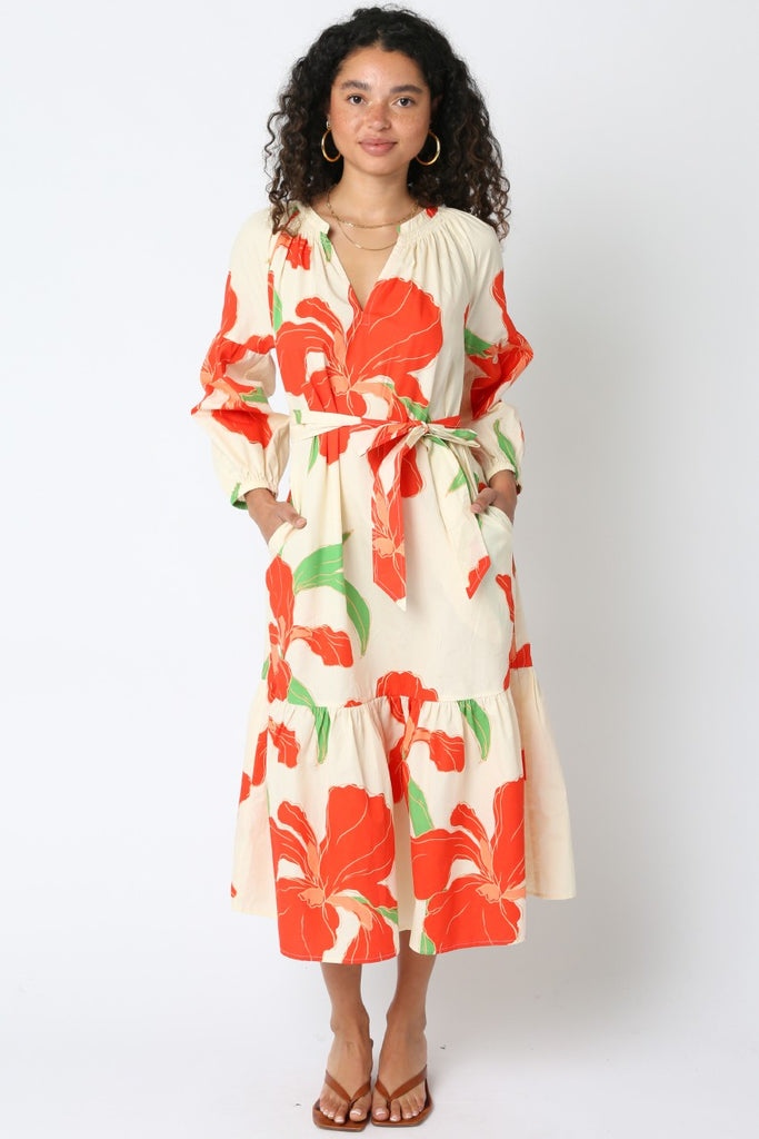 Kylie Floral Midi Dress Clothing Peacocks & Pearls Lexington