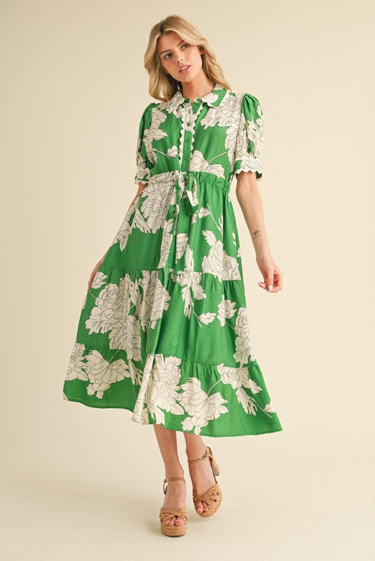 Enchanted Gardens Midi Dress Clothing Peacocks & Pearls Lexington Green S