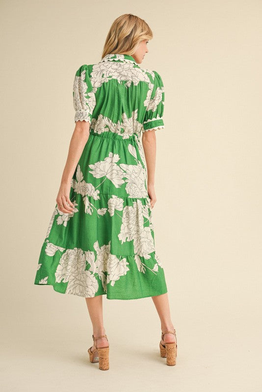 Enchanted Gardens Midi Dress Clothing Peacocks & Pearls Lexington