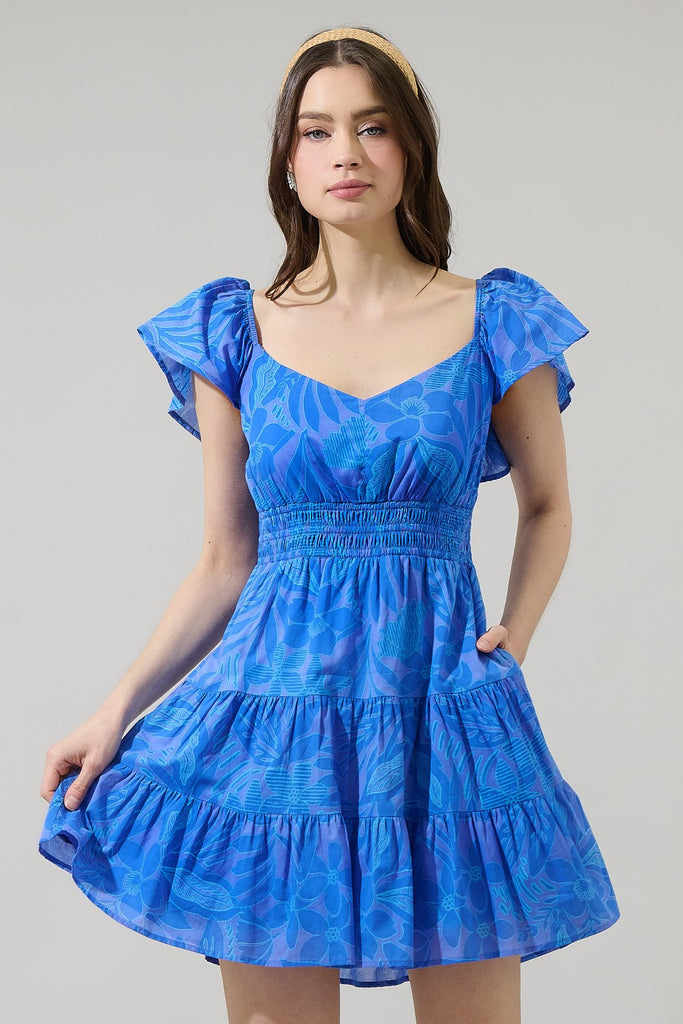 Warren Floral Tiered Short Dress Clothing Peacocks & Pearls Lexington