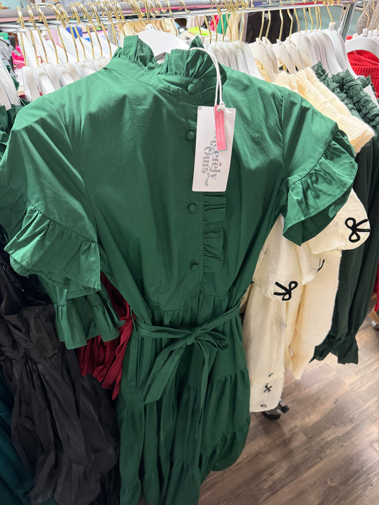 The Evergreen Ruffle Dress Clothing Peacocks & Pearls Lexington