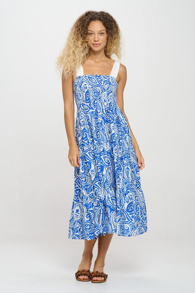 Athena Blue Paisley Dress Clothing Peacocks & Pearls Lexington