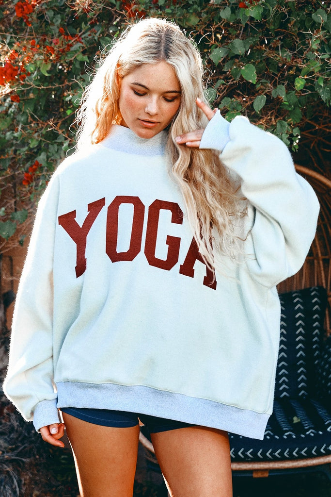 Pilates/Yoga Reversible Mock Neck Sweatshirt Clothing Peacocks & Pearls Lexington