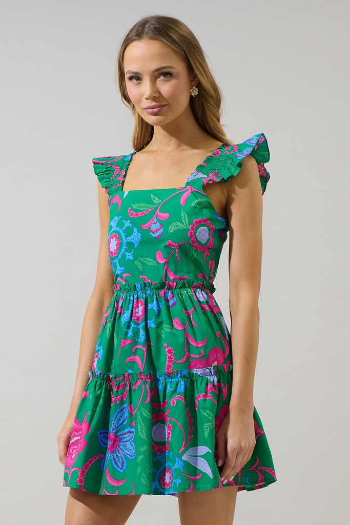 Cabina Floral Short Dress Clothing Peacocks & Pearls Lexington