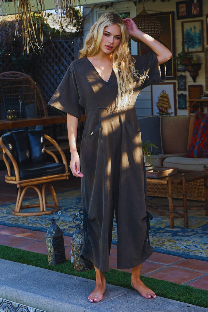 Slate Lounge Jumpsuit Clothing Peacocks & Pearls Lexington
