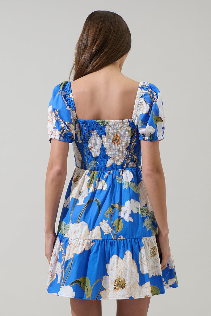 Roswell Floral Smocked Short Dress Clothing Peacocks & Pearls Lexington