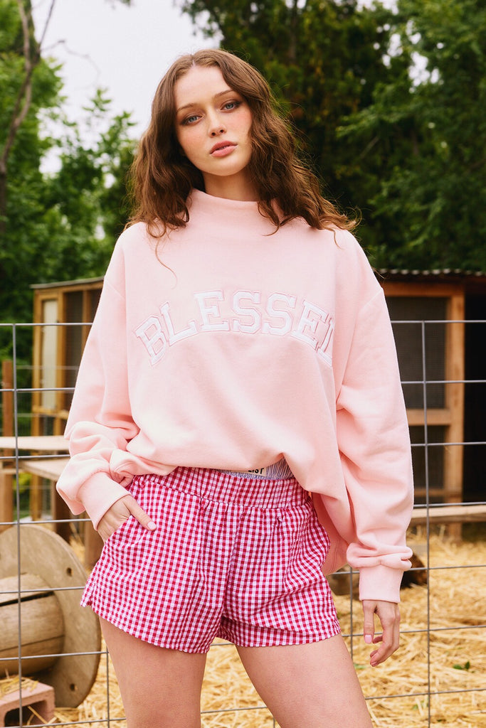The Blessed Mock Neck Sweatshirt Clothing Peacocks & Pearls Lexington