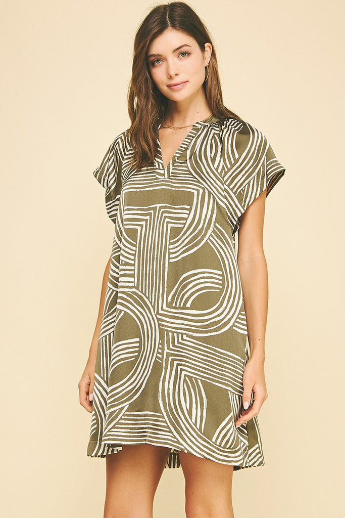 Olive Breeze Short Dress Clothing Peacocks & Pearls Lexington