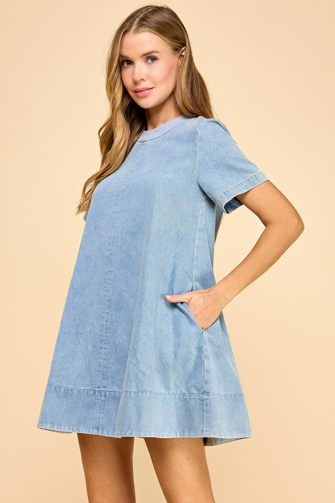 Skyline Denim Dress Clothing Peacocks & Pearls Lexington