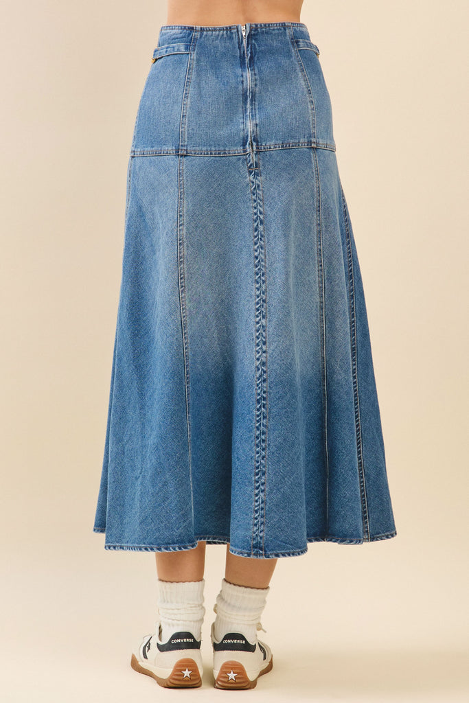 Denim Reins Midi Skirt Clothing Peacocks & Pearls Lexington