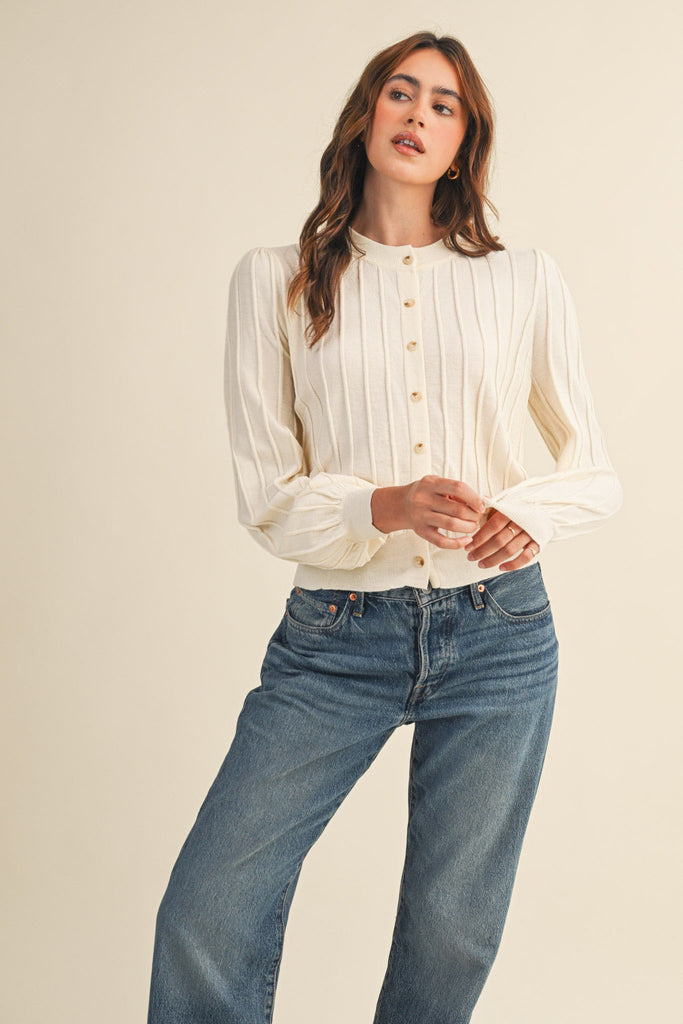 The Cozy Ribbed Cardigan Clothing Peacocks & Pearls Lexington Cream S