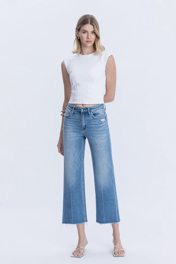 Cypress High Rise Raw Hem Jean Clothing Peacocks & Pearls Lexington