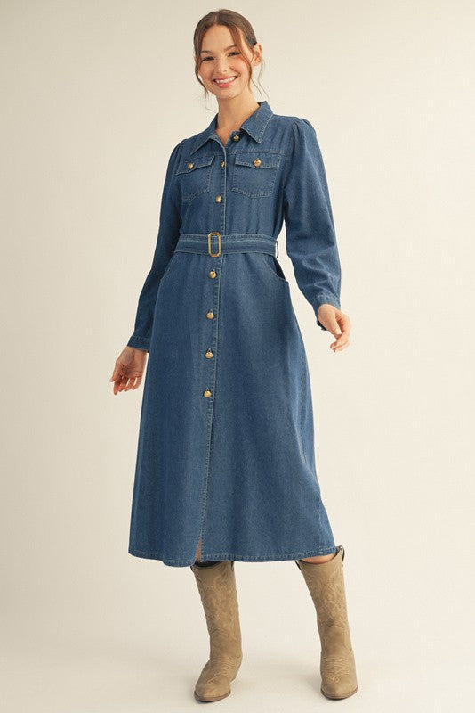 The Belted in Blue Dress L