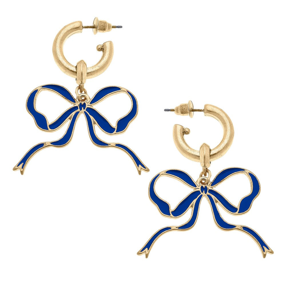 Royal Blue Bow Earrings Jewelry Judson & Co   