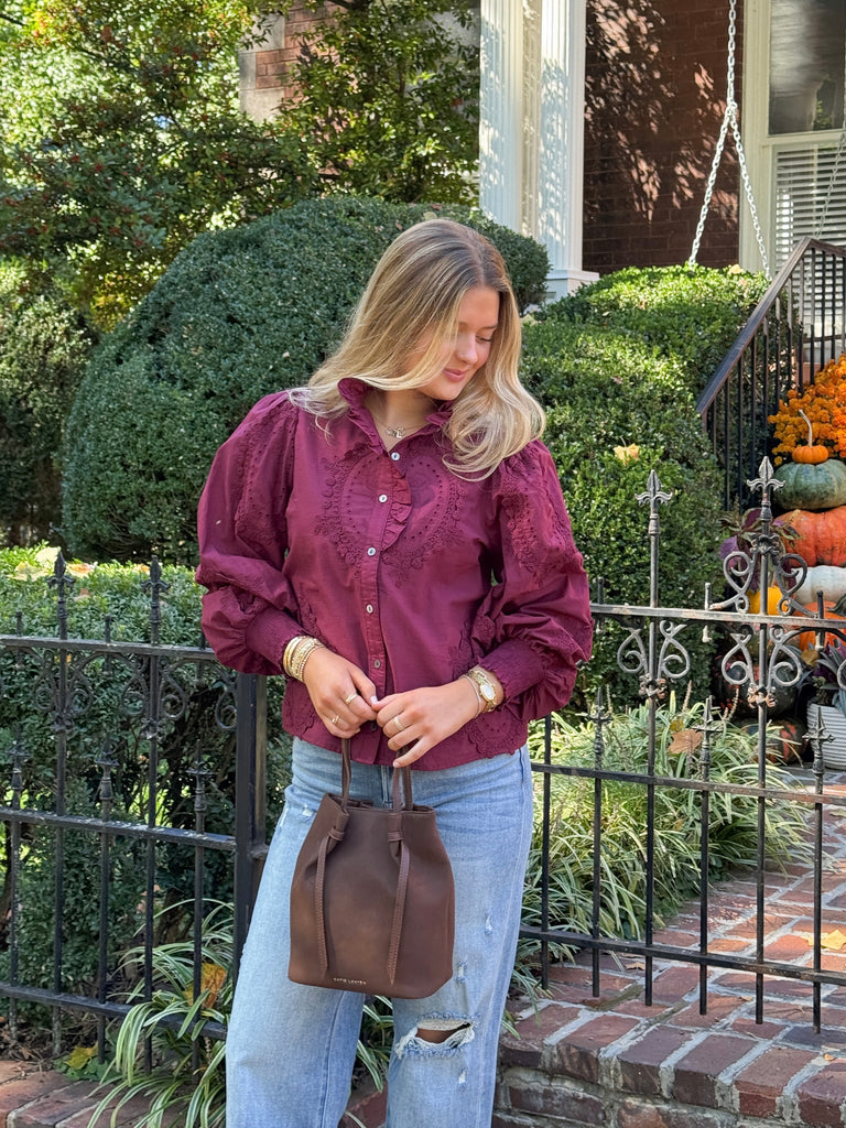Turkey Day Embroidered Top Clothing Peacocks & Pearls Lexington