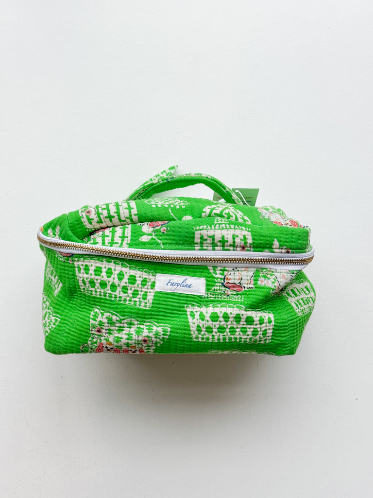 Calli Jane Handle Cosmetic Bag Purse Peacocks & Pearls Lexington Fifi Green