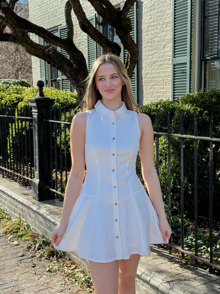 White Lily Button Down Dress Clothing Peacocks & Pearls Lexington
