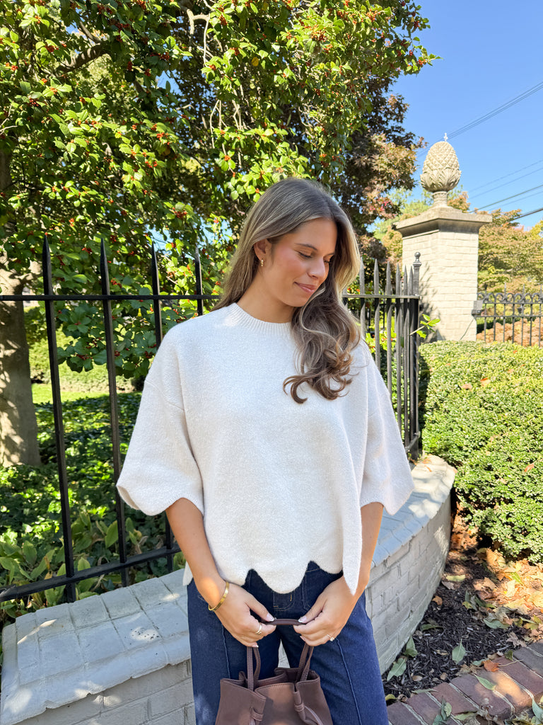 Sweetie Scallop Sweater Clothing Peacocks & Pearls Lexington