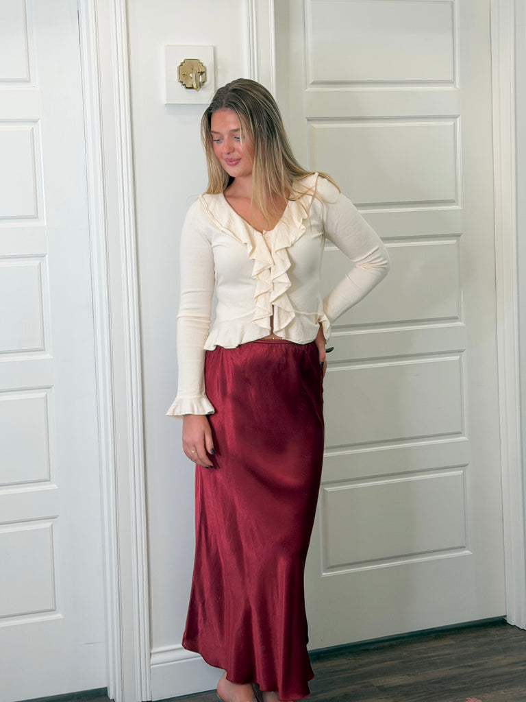 Café Luxe Satin Skirt Clothing Peacocks & Pearls Lexington