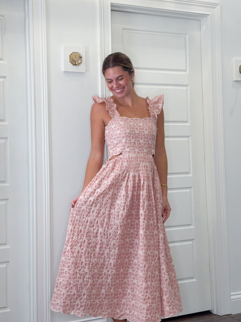 Blush Bouquet Midi Dress Clothing Peacocks & Pearls Lexington