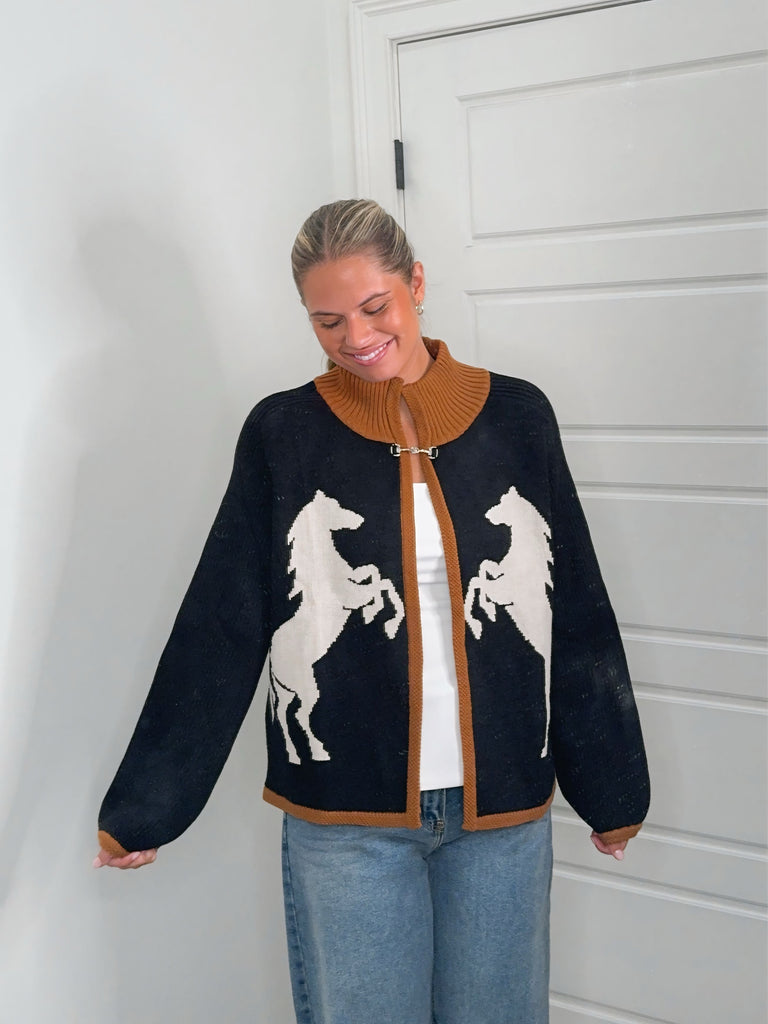 The Horse Club Cardigan Clothing Peacocks & Pearls Lexington