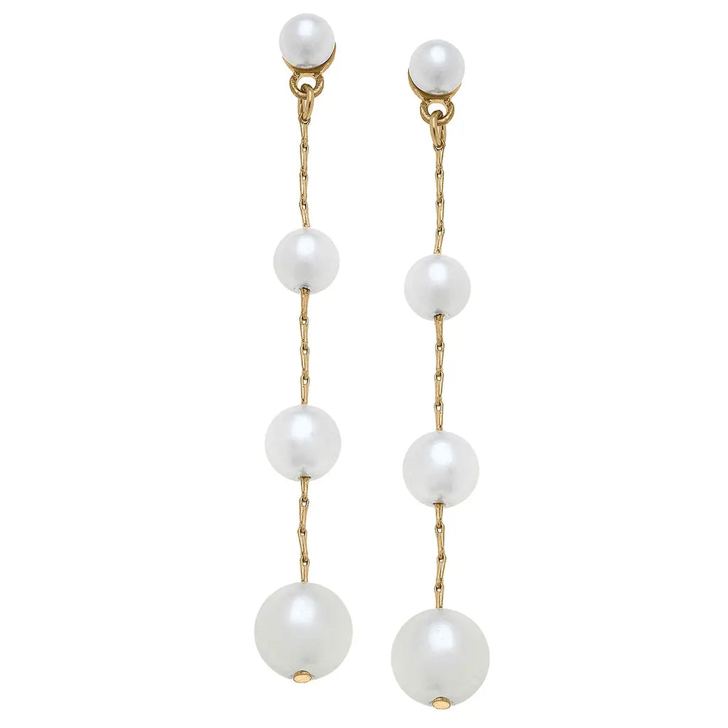 Audrey Pearl Earrings Ivory & Worn Gold Jewelry Peacocks & Pearls Lexington   