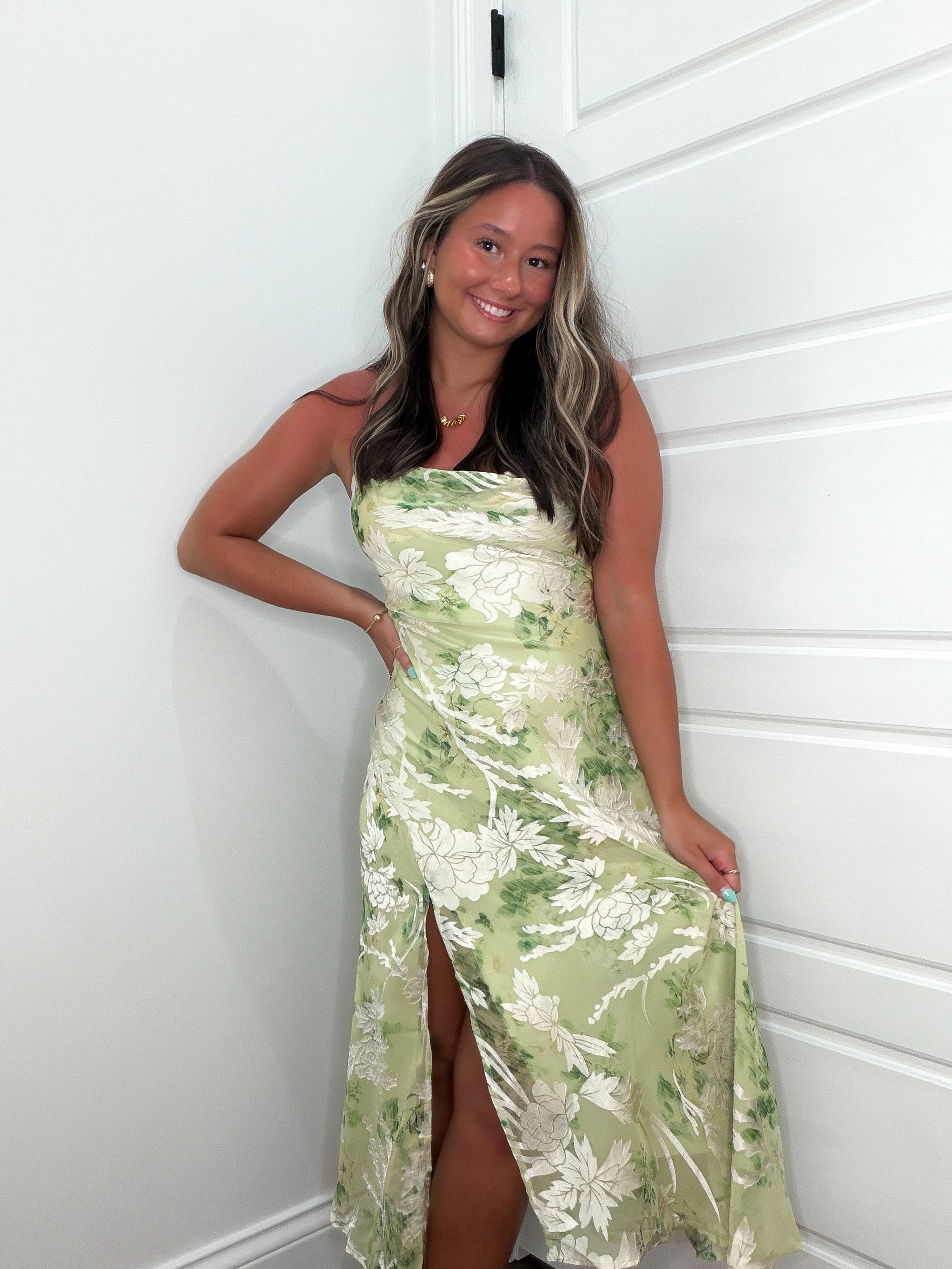 pink floral dresses women Lisette V-Neck Floral Print Tiered Maxi Dress