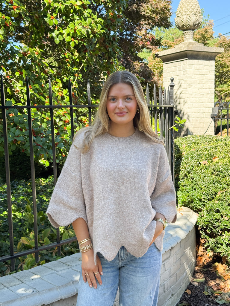 Sweetie Scallop Sweater Clothing Peacocks & Pearls Lexington