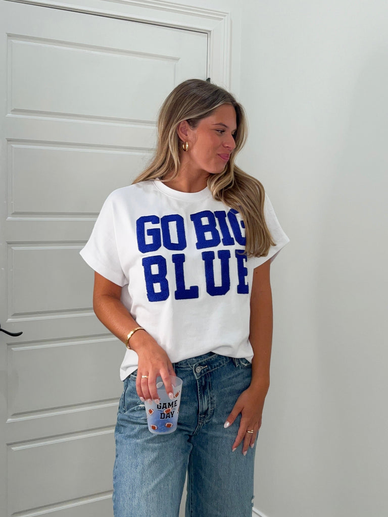 Go Big Blue Chenille Shirt Clothing Peacocks & Pearls Lexington   