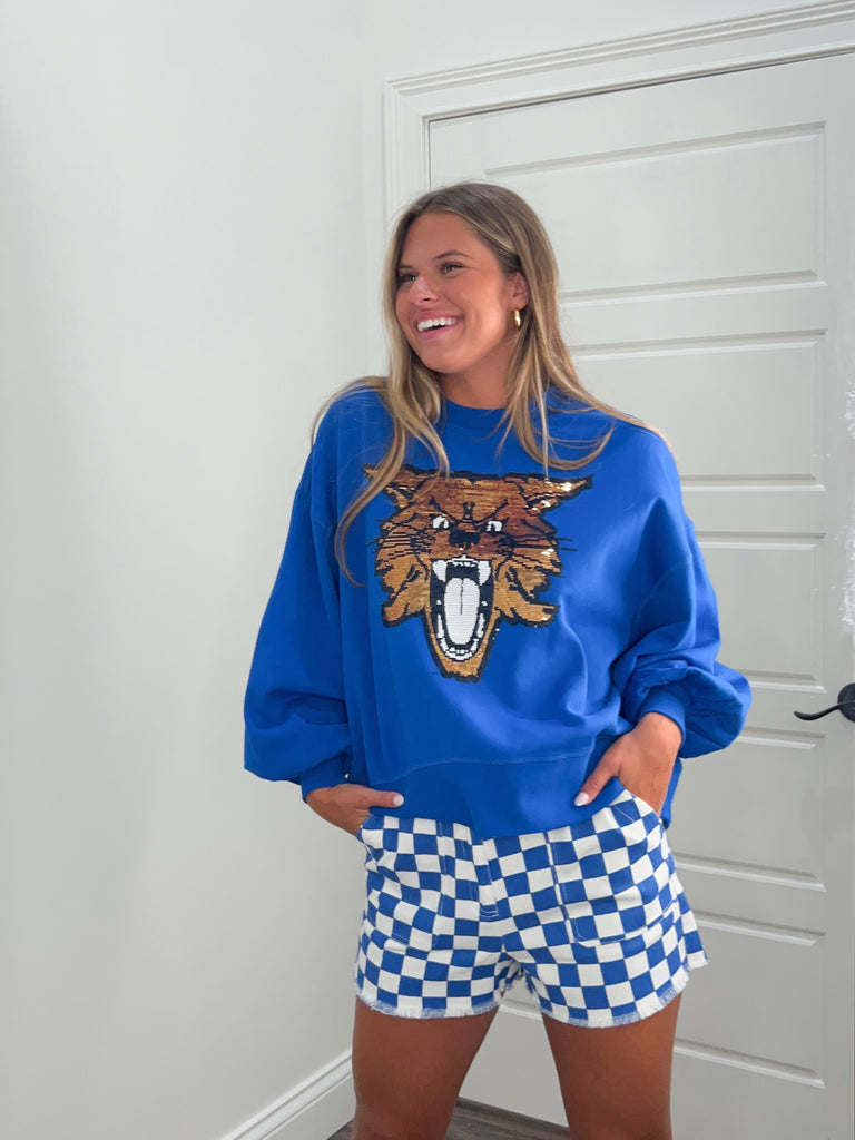 The Wildcat Sequin Balloon Pullover Clothing Peacocks & Pearls Lexington   