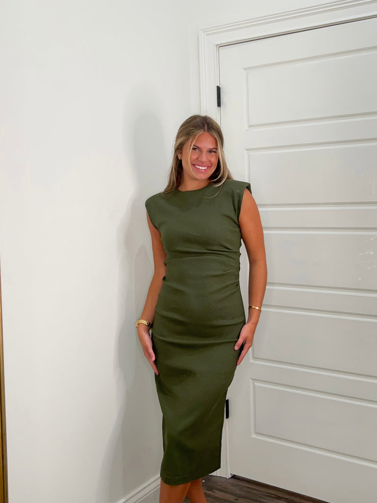 Simply Solid Midi Dress Clothing Peacocks & Pearls Lexington Green S 