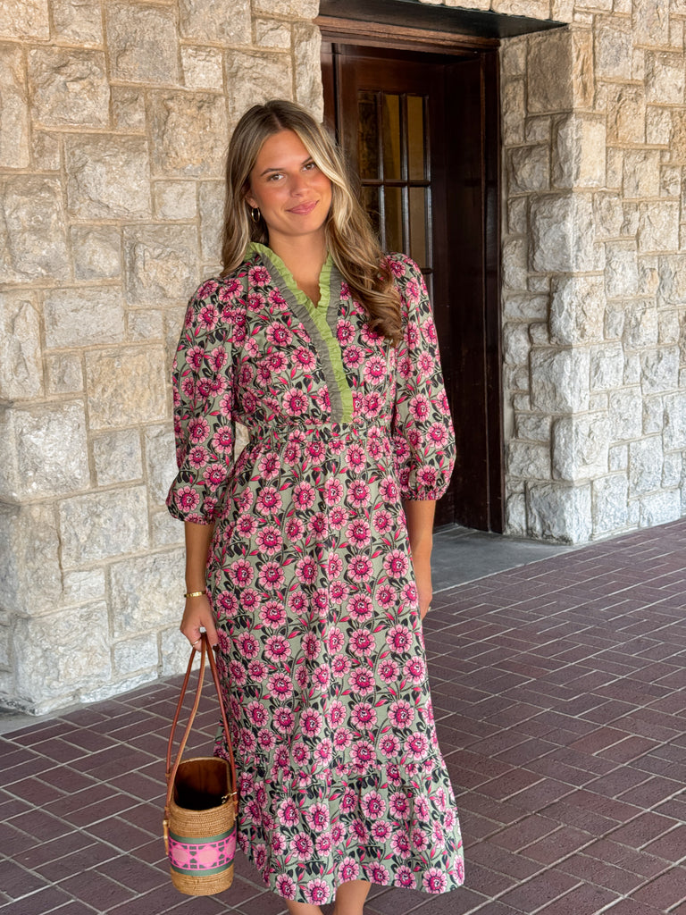 Sweet Sage Midi Dress Clothing Peacocks & Pearls Lexington