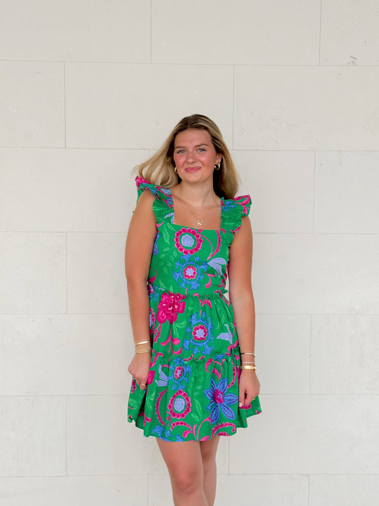 Cabina Floral Short Dress Clothing Peacocks & Pearls Lexington
