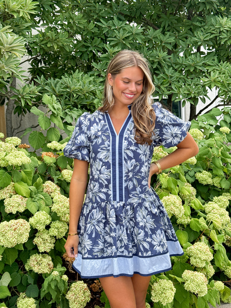 Navy Bloom Dress Clothing Peacocks & Pearls Lexington