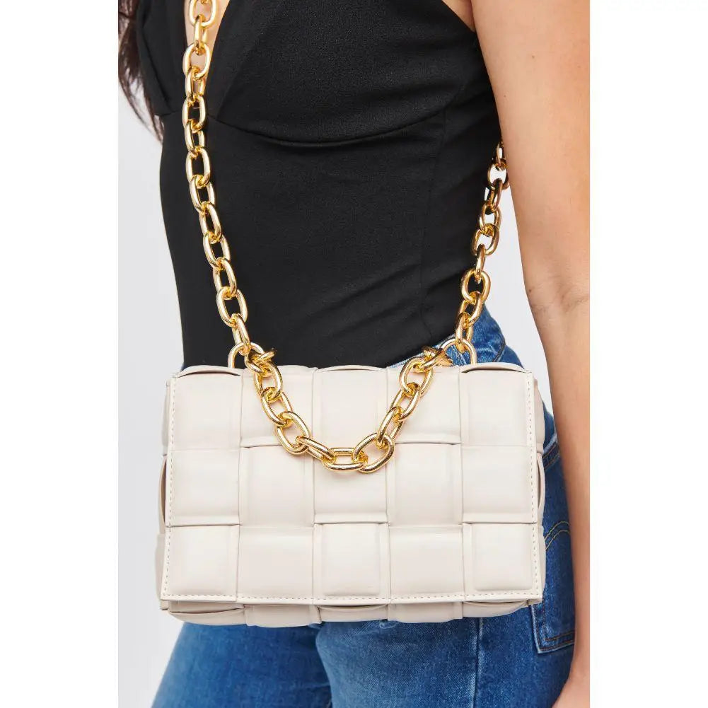 Ines Chunky Chain Quilted Purse Purse Urban Expressions Cream  