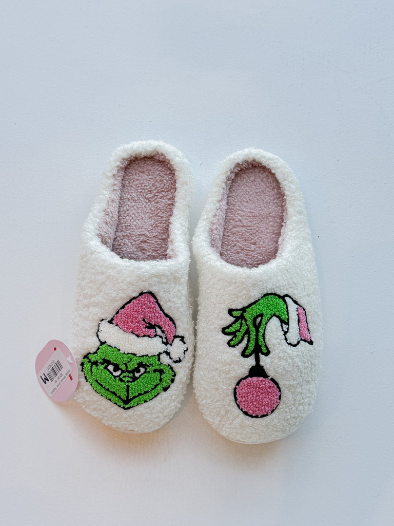 Holiday Whoville Grinch Slippers Peacocks & Pearls Lexington