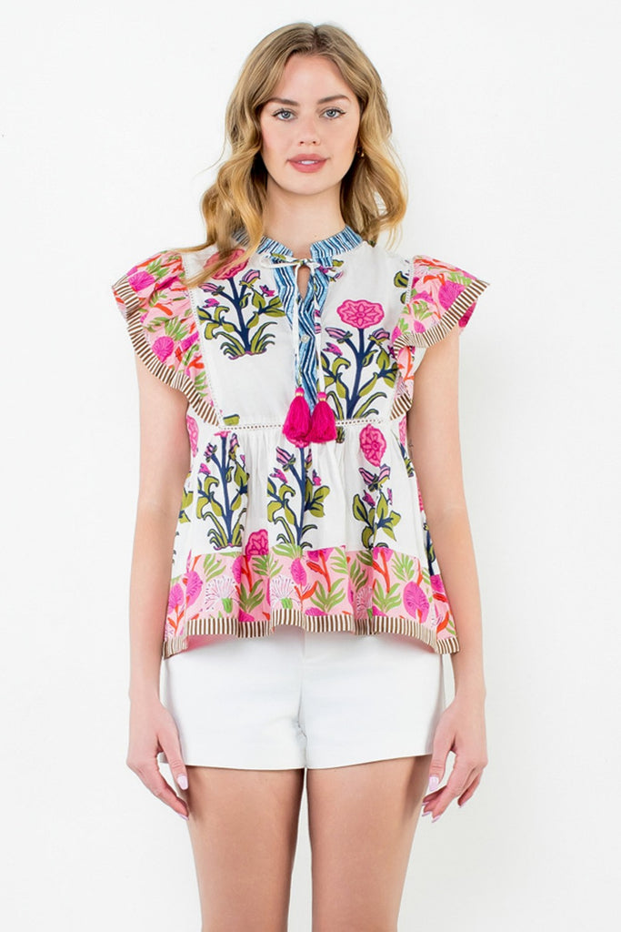 Blooming Flutter Tassel Top Clothing Peacocks & Pearls Lexington
