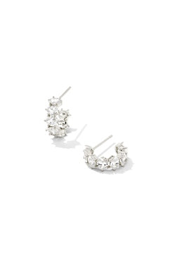 Cailin Crystal Huggie Earrings Jewelry Kendra Scott Silver  