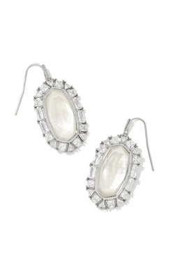 Elle Crystal Frame Drop Silver Ivory Earring Jewelry Kendra Scott   