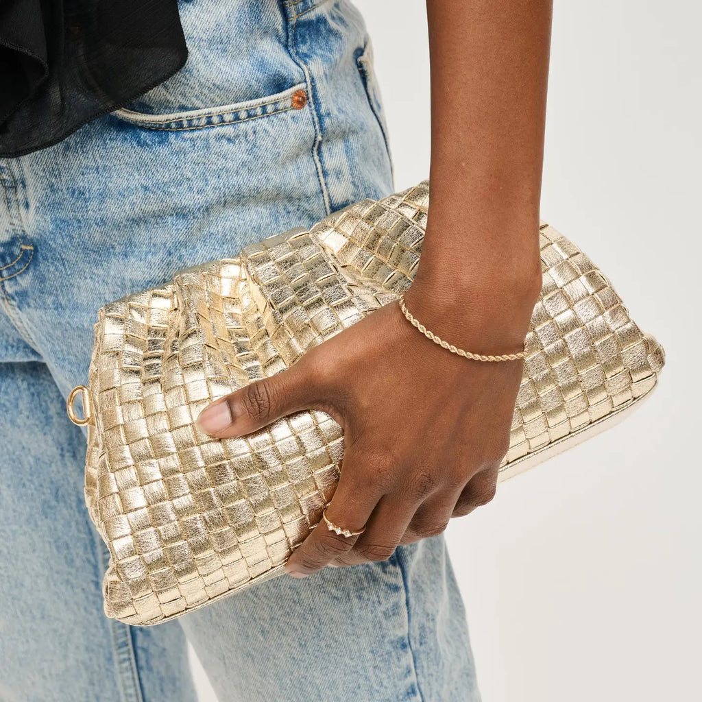 Tate Woven Clutch Accessory Peacocks & Pearls Lexington
