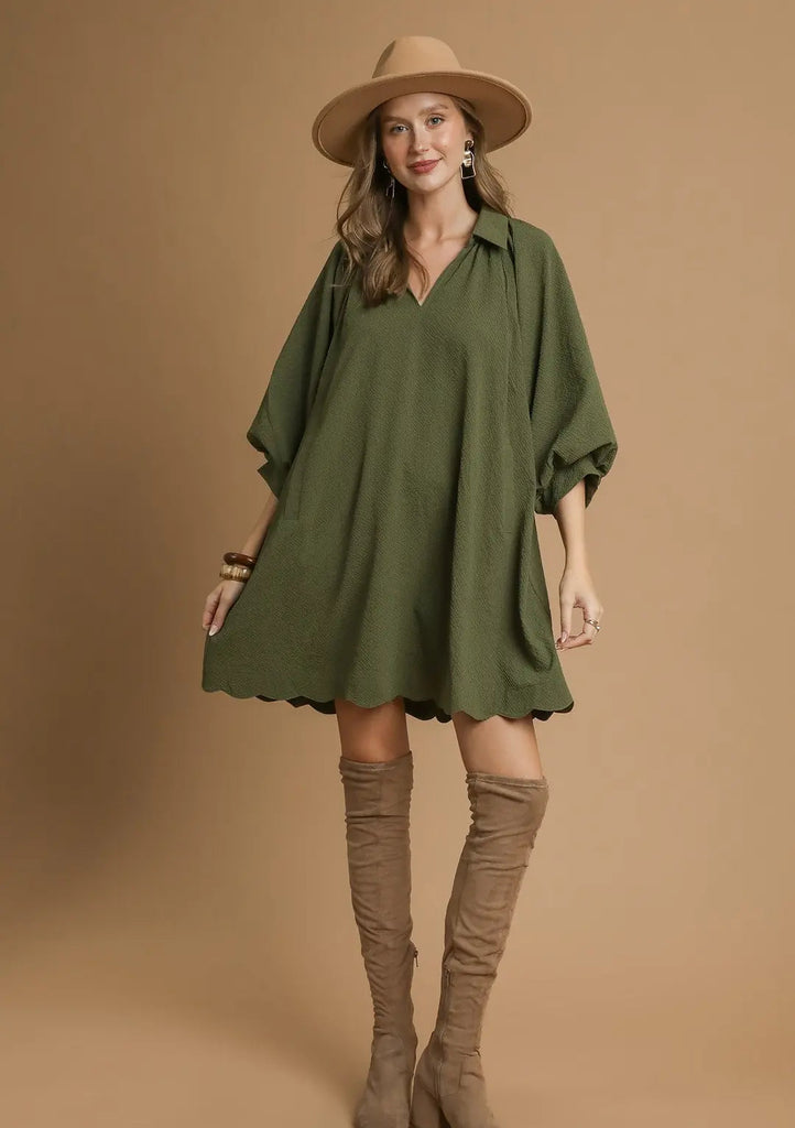 Olive Charm Short Dress Clothing Peacocks & Pearls Lexington