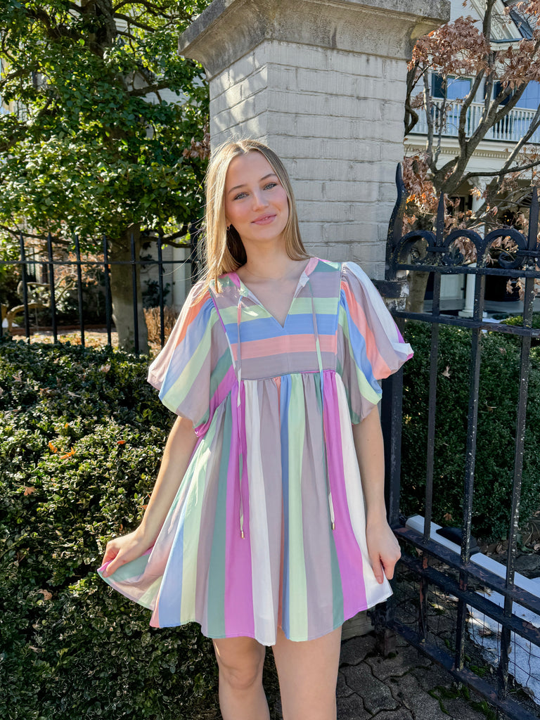 Classy Carnival Stripe Dress Clothing Peacocks & Pearls Lexington