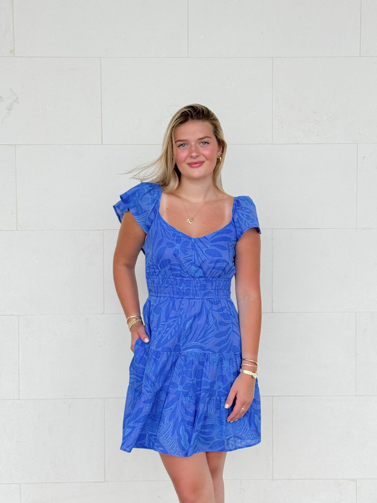 Warren Floral Tiered Short Dress Clothing Peacocks & Pearls Lexington