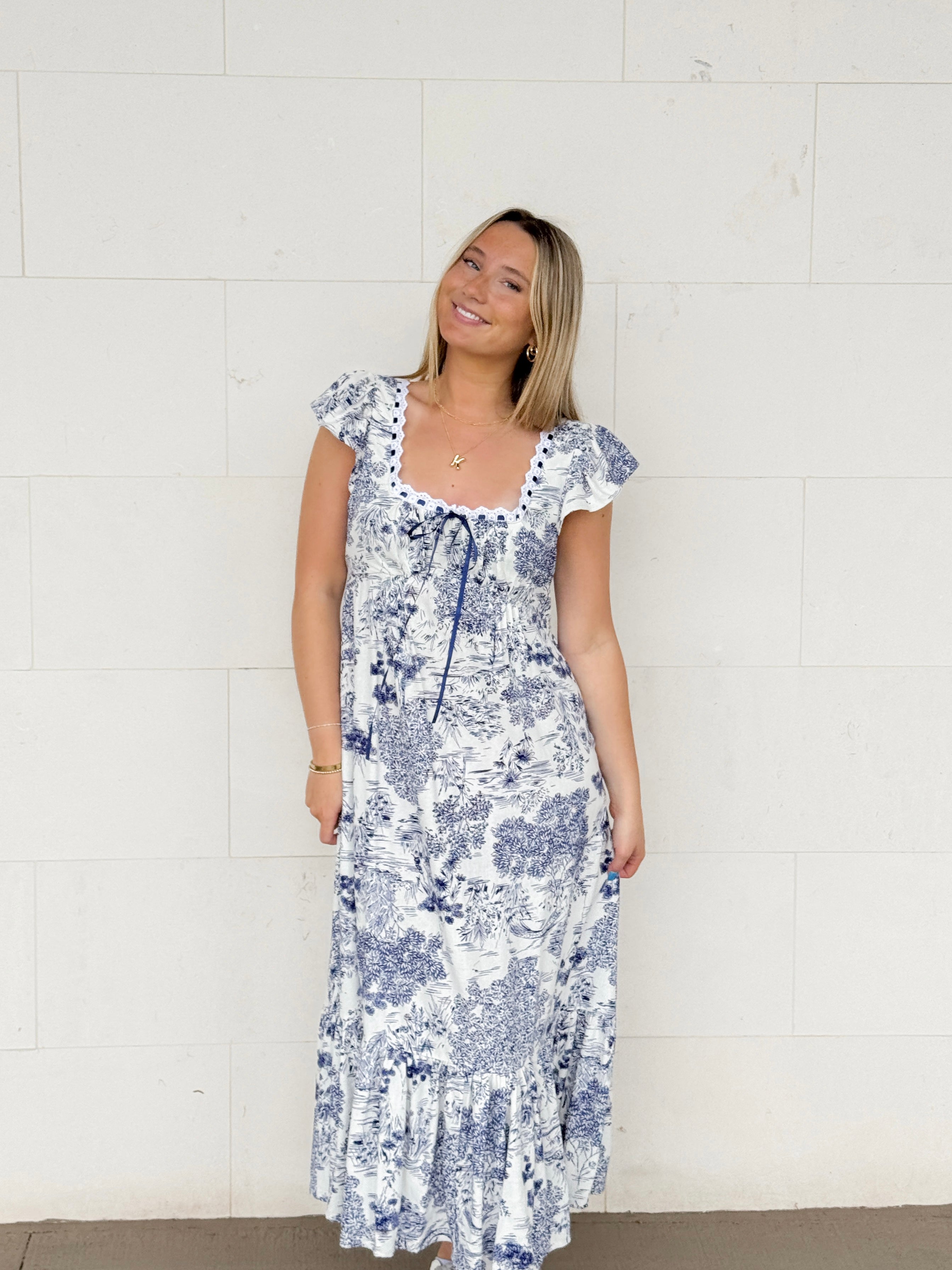 Midnight Toile Maxi Dress L Midnight Toile Maxi Dress L