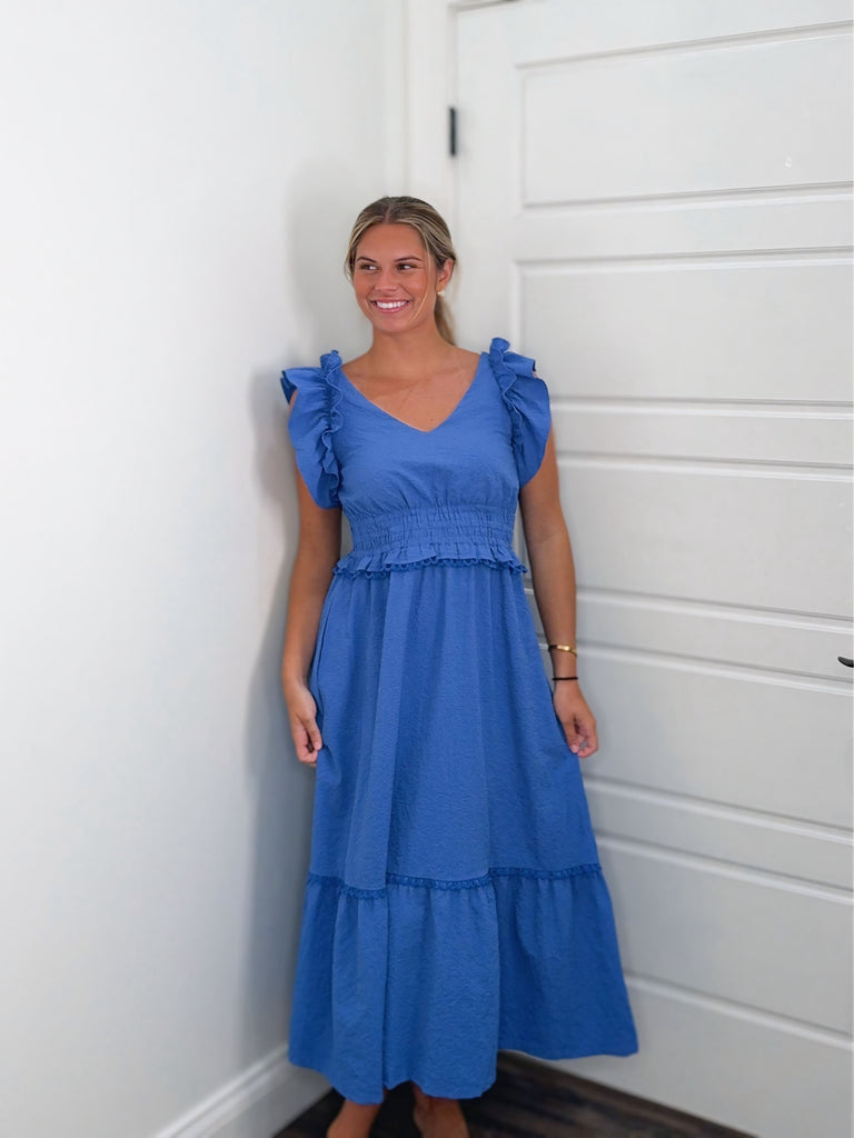 Blue Current Maxi Dress Clothing Peacocks & Pearls Lexington