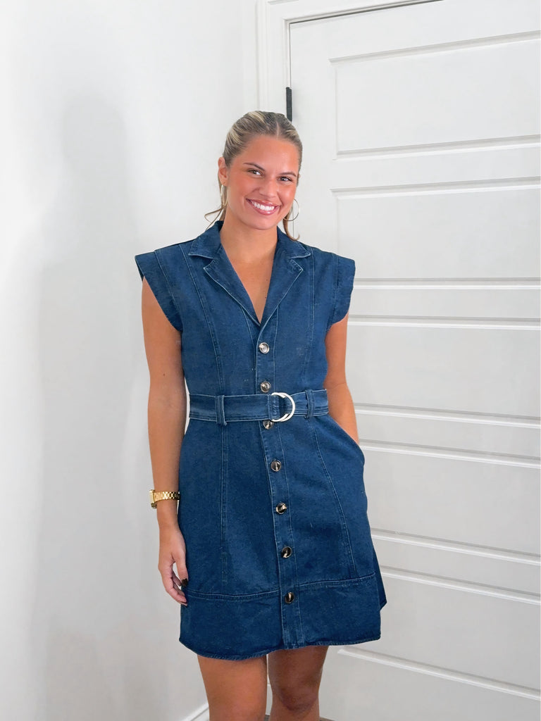 Crisp Evenings Denim Dress Clothing Peacocks & Pearls Lexington
