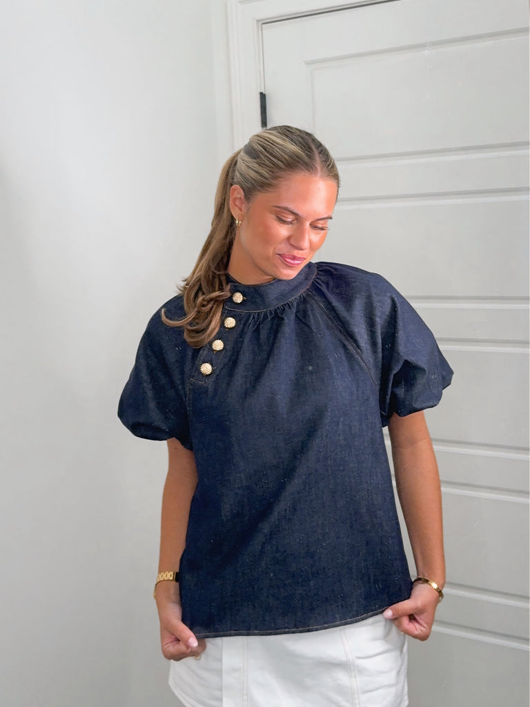 Buttoned Up Blues Top Clothing Peacocks & Pearls Lexington
