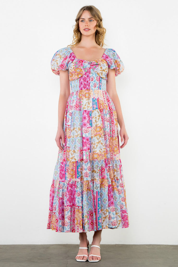 Patchwork Paradise Maxi Dress Clothing Peacocks & Pearls Lexington