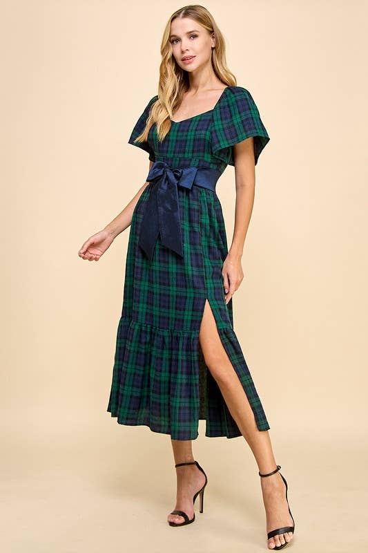 Autumn Plaid Midi Dress Clothing Peacocks & Pearls Lexington   